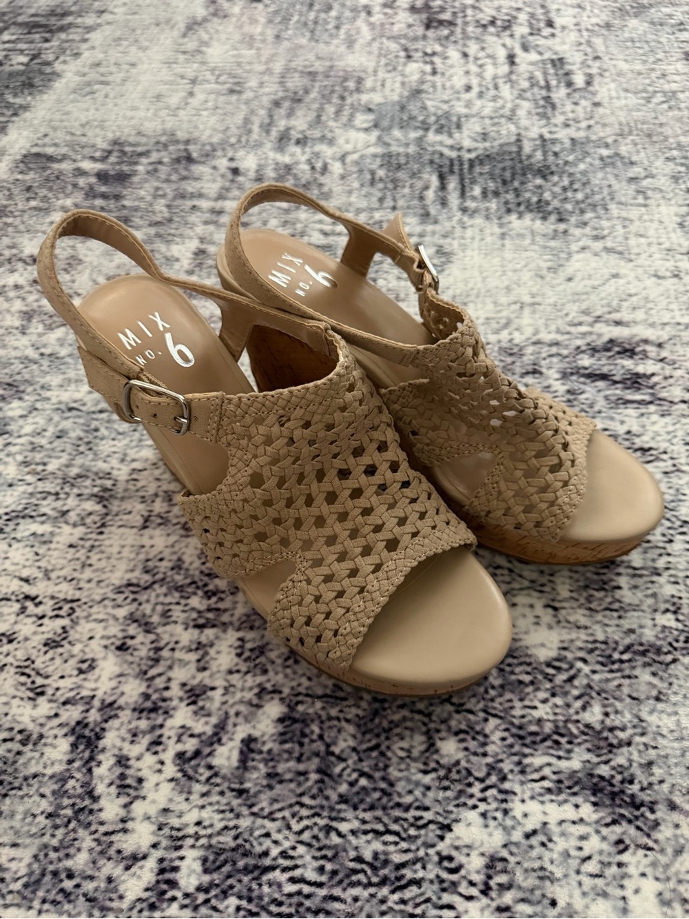 Mix No. 6 Woven Tan Slingback Wedge Sandals